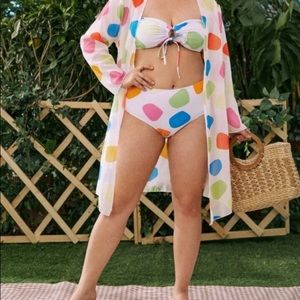 New. Bikini set! Polka Dot and Kimono Set.